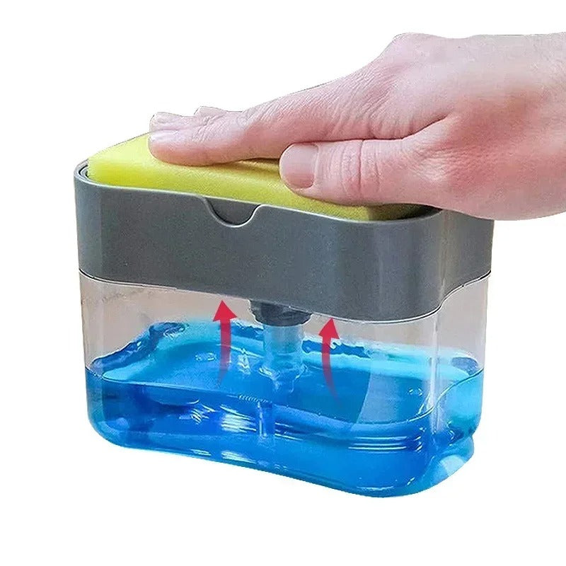 Soap Dispenser for Kitchen Sink – 2-in-1 Sponge Holder Pump, Saves Soap & Space
