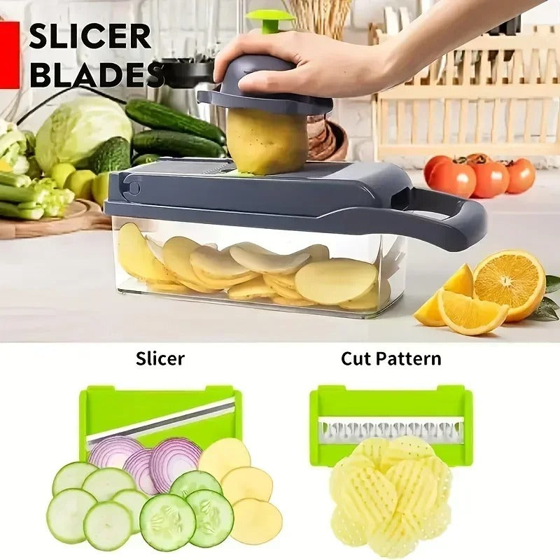 16-in-1 Vegetable Chopper & Dicer – Multi-Blade Food Prep Gadget, BPA-Free