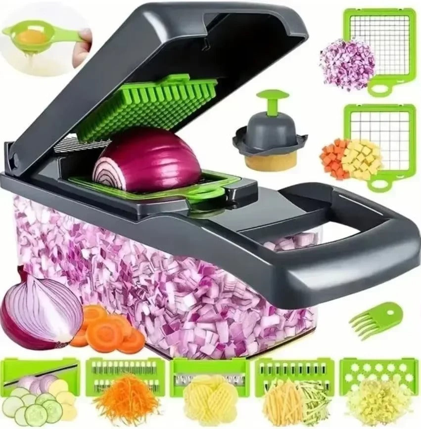 16-in-1 Vegetable Chopper & Dicer – Multi-Blade Food Prep Gadget, BPA-Free