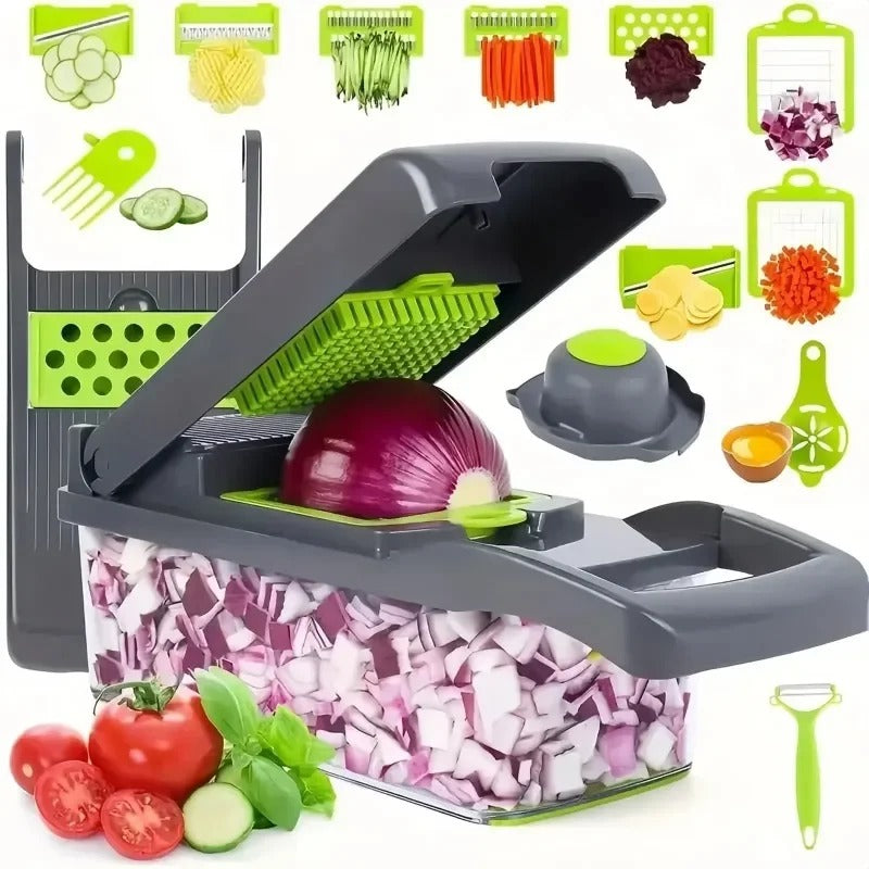 16-in-1 Vegetable Chopper & Dicer – Multi-Blade Food Prep Gadget, BPA-Free