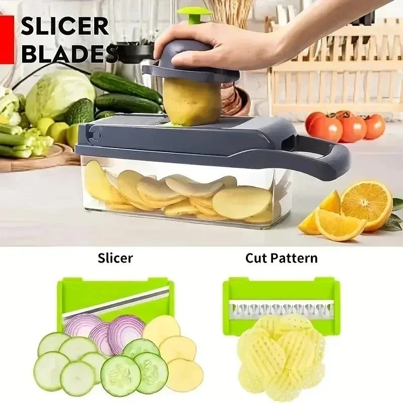 16-in-1 Vegetable Chopper & Dicer – Multi-Blade Food Prep Gadget, BPA-Free