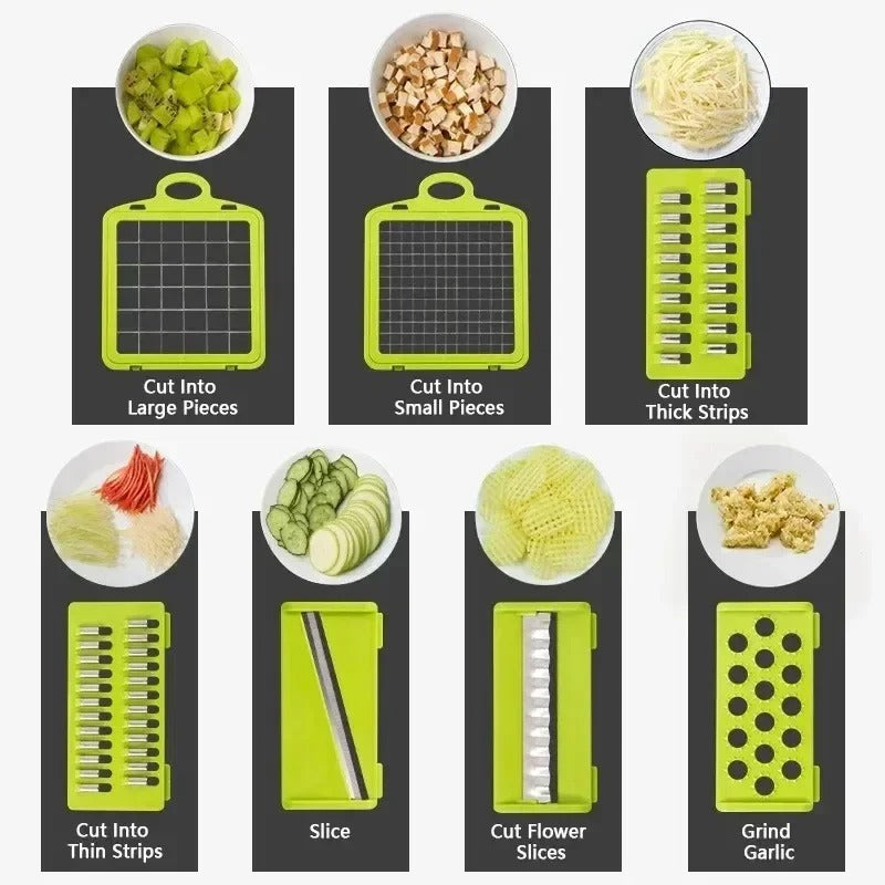 16-in-1 Vegetable Chopper & Dicer – Multi-Blade Food Prep Gadget, BPA-Free
