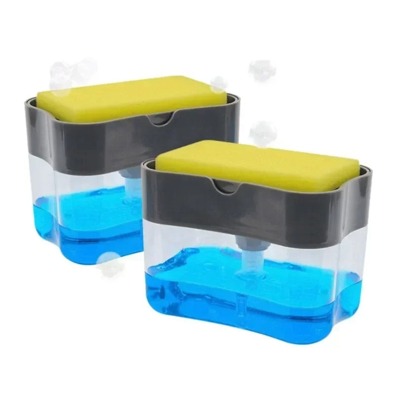 Soap Dispenser for Kitchen Sink – 2-in-1 Sponge Holder Pump, Saves Soap & Space
