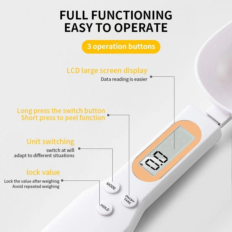Mini Spoon Scale Digital Kitchen Scale – Electronic LCD Food Scale for Cooking, Baking, and Measuring Ingredients (0.1-500g)