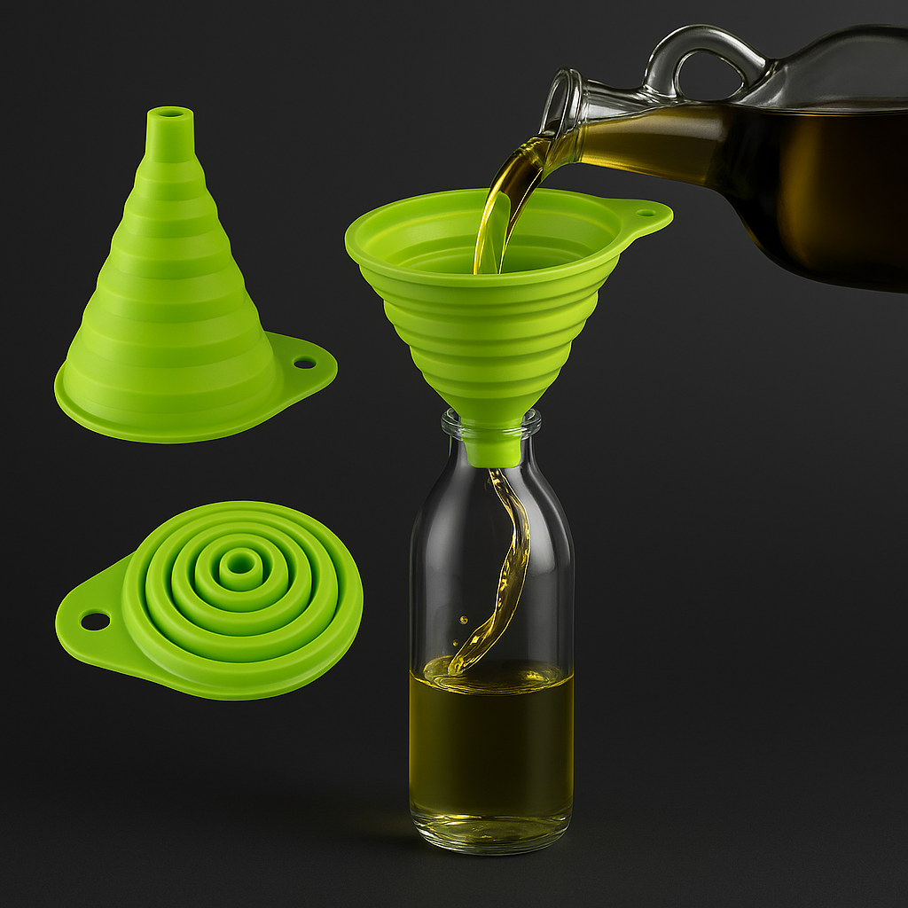 Mini Foldable Silicone Funnel – Collapsible Portable Funnels for Oil, Fuel, Beer, and Kitchen Use