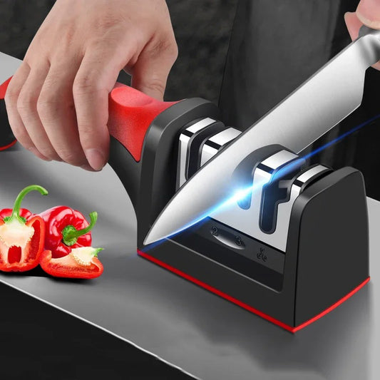 3‑Stage Manual Knife Sharpener – Ergonomic Kitchen Tool for Razor‑Sharp Knives at Home