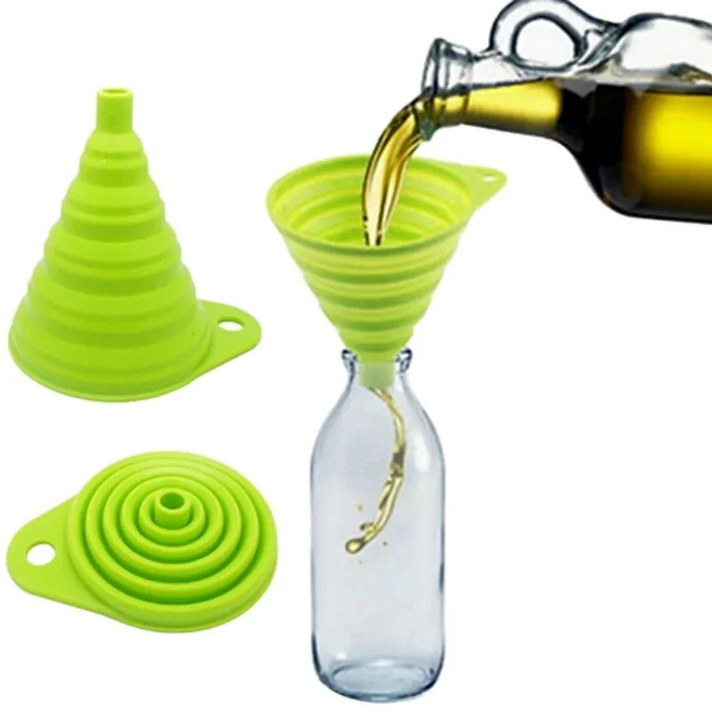Mini Foldable Silicone Funnel – Collapsible Portable Funnels for Oil, Fuel, Beer, and Kitchen Use