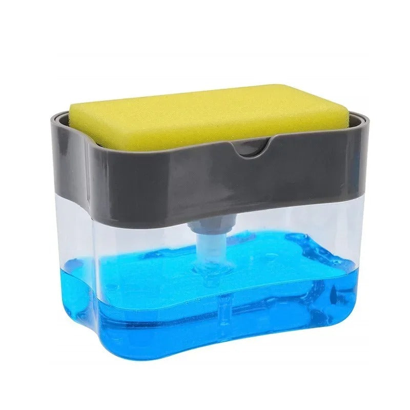 Soap Dispenser for Kitchen Sink – 2-in-1 Sponge Holder Pump, Saves Soap & Space